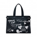 Large leather effect shopper bag with letters