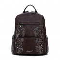 Mochila pequena com bolso cravejado