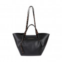 Shopper bag with details in animal print leather effect
