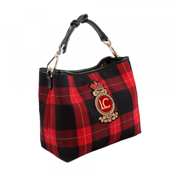 woven-checkered-bag-with-shield-patch