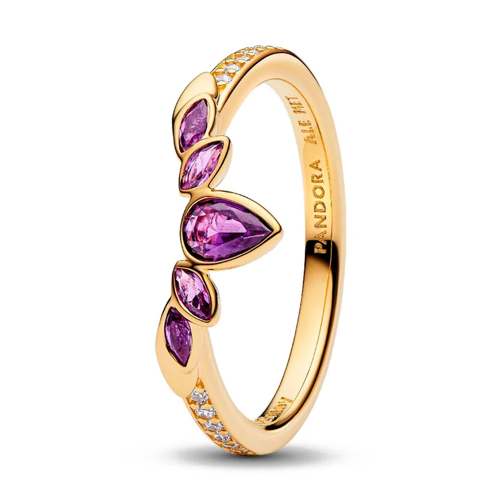 Pandora Gold/Light/Purple Rings Disney Frozen Queen Anna Tiara Ring 164135C01