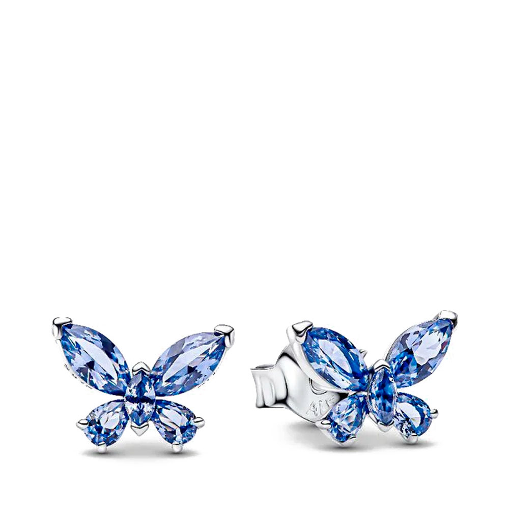 Pandora Silver/Blue Earrings Butterfly Button Earrings 294230C01