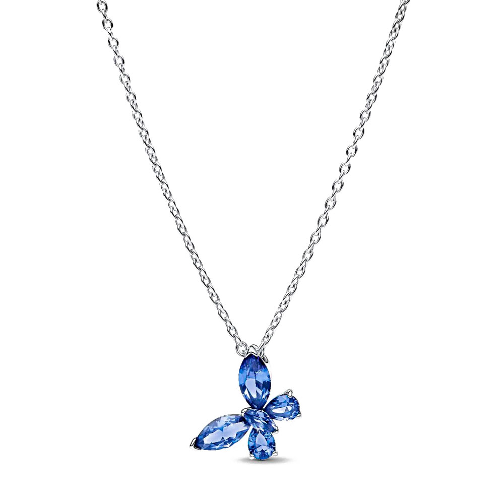 Pandora Silver/Blue Necklaces Butterfly Necklace 394232C01