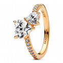 Ring with a 14k gold coating Double Brilliant Heart 161198C01