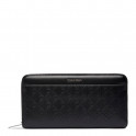 Wallet with long zip embossed iconic logo
