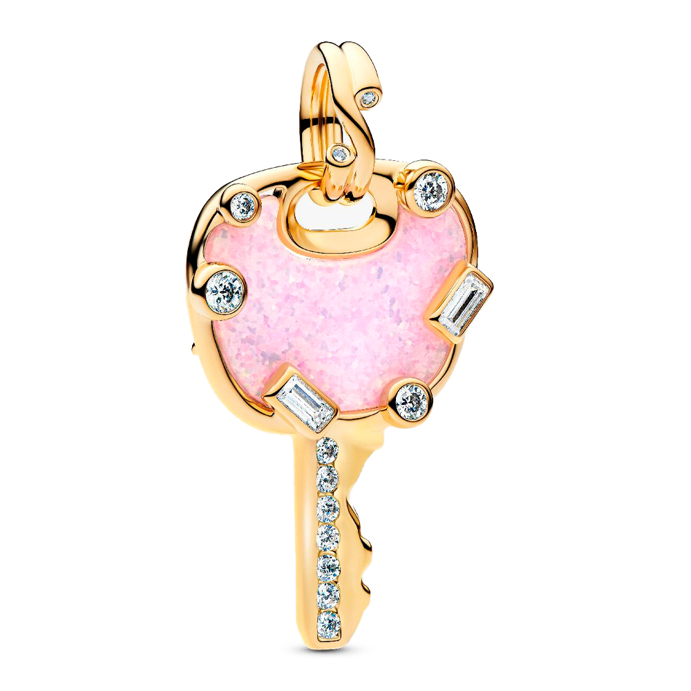 Pandora Charms Ciondolo grande con chiave dell'amore rosa opalescente 764349C01