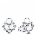Sparkling Heart Padlock Stud Earrings 294419C01