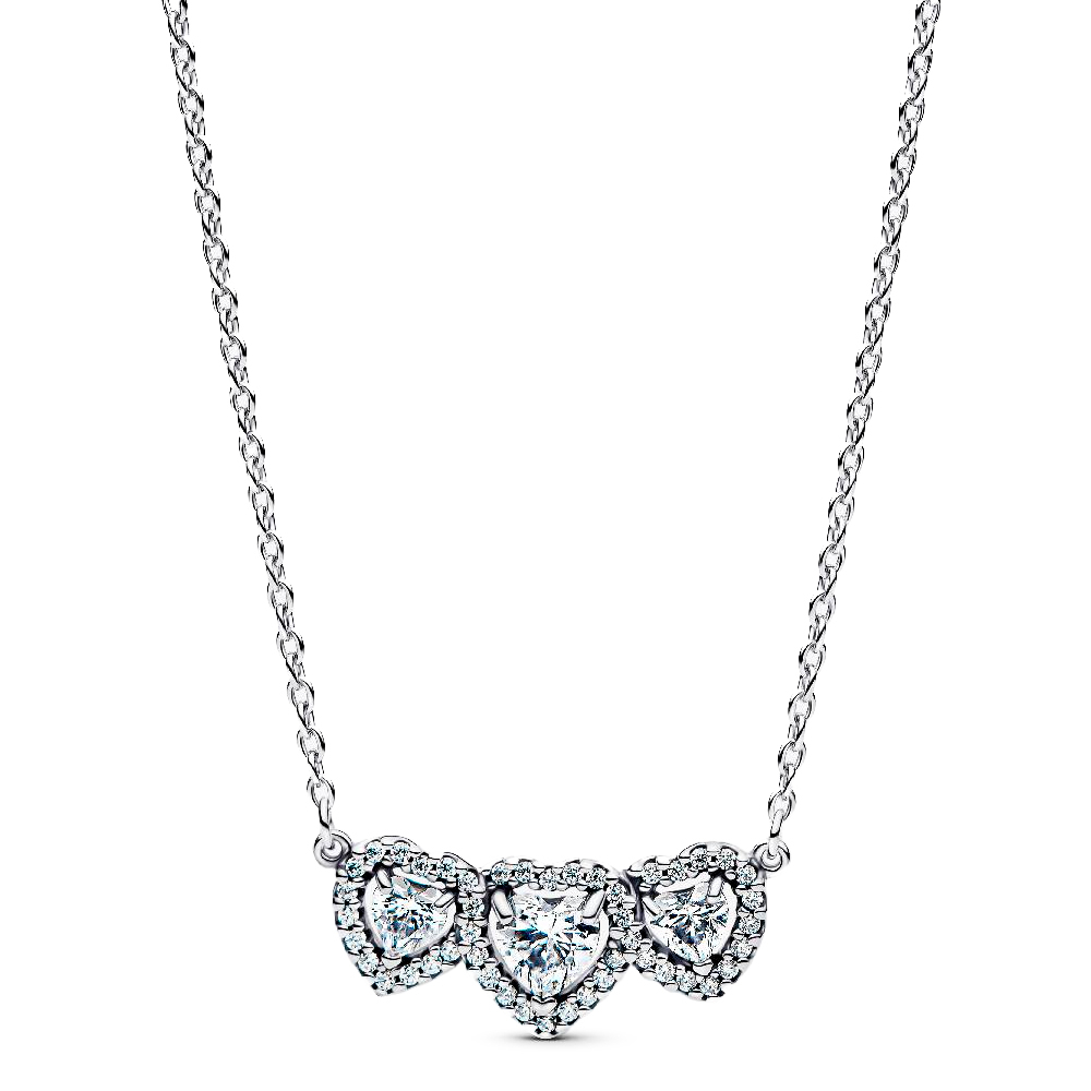 Pandora Halsketten Dreifach-Halo-Herz-Halsketten 394412C01