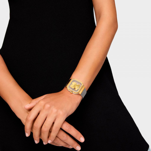 orologio-analogico-d-bear-party-con-bracciale-in-acciaio-dorato