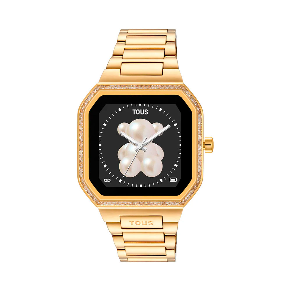 Tous Orologi Donna Smartwatch B-Connect con bracciale in acciaio dorato e zirconi cubici