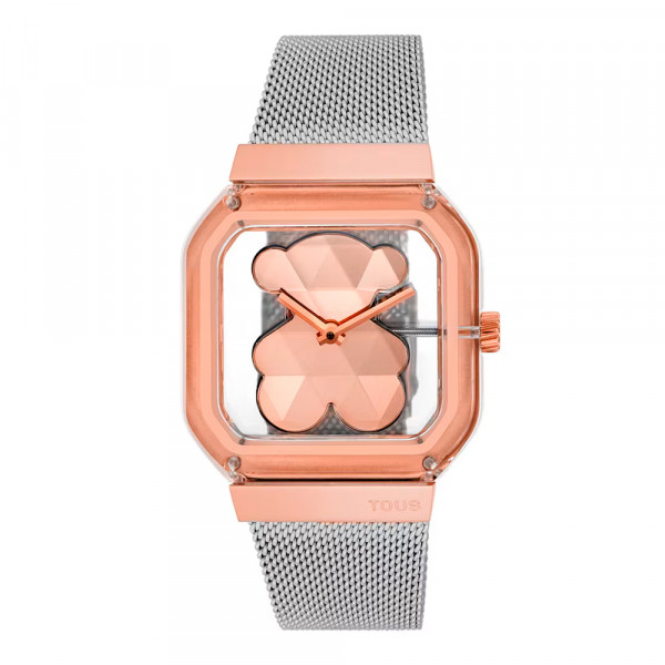 montre-analogique-d-bear-party-avec-bracelet-en-acier-et-or-rose