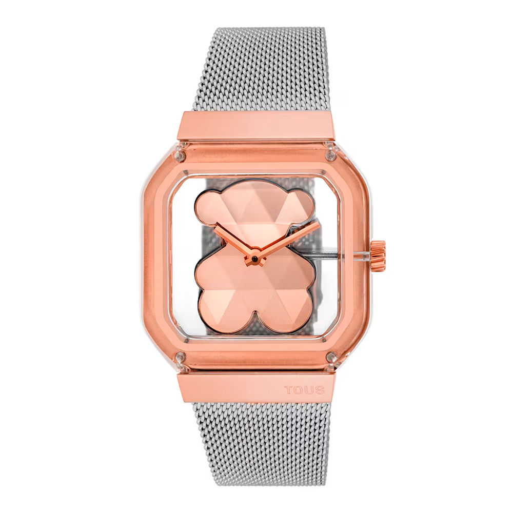 Tous Reloj Analógico Con Brazalete De Acero Y Acero Rosado D-Bear Party