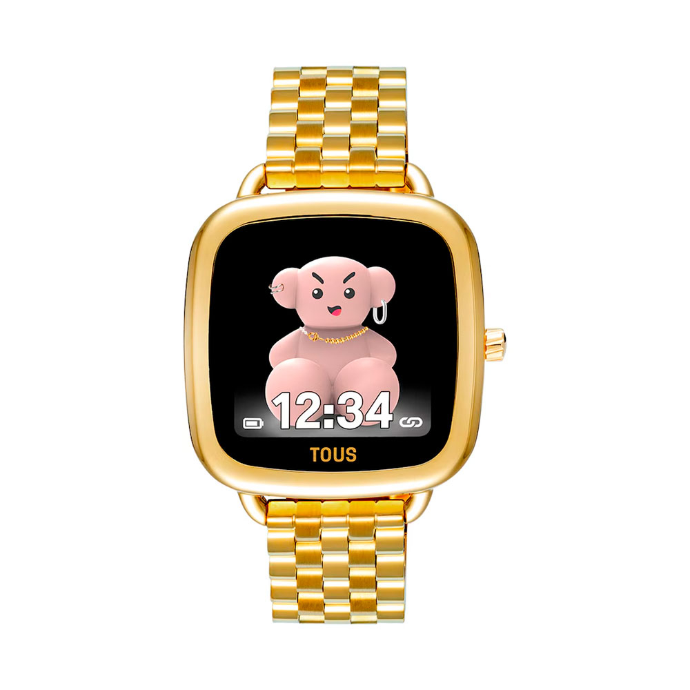 Tous Relógios femininos Smartwatch D-Connect com pulseira em aço IPG dourado