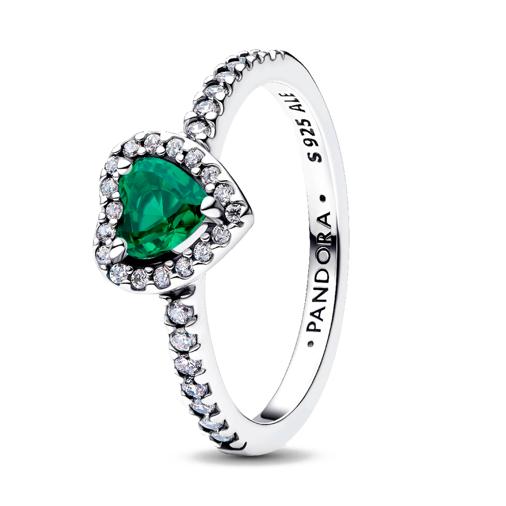 Pandora Green Rings Elevated Heart Ring 198421C07