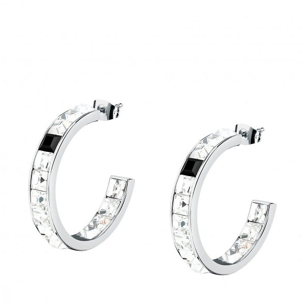 Karl Lagerfeld Silver Earrings Hoop Earrings With Crystals