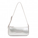 Metallic shoulder bag with textured logo