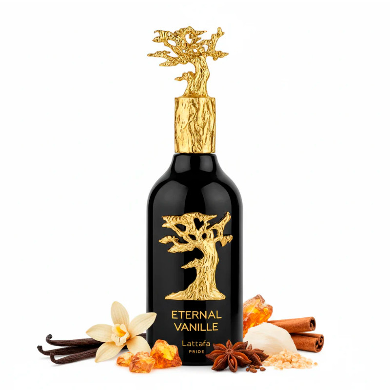 Eternal Vanille Eau de Parfum de 100 ml de Lattafa Pride, perfume unisex de vainilla gourmand con mora, cacao, coco y haba tonka – imagen 2