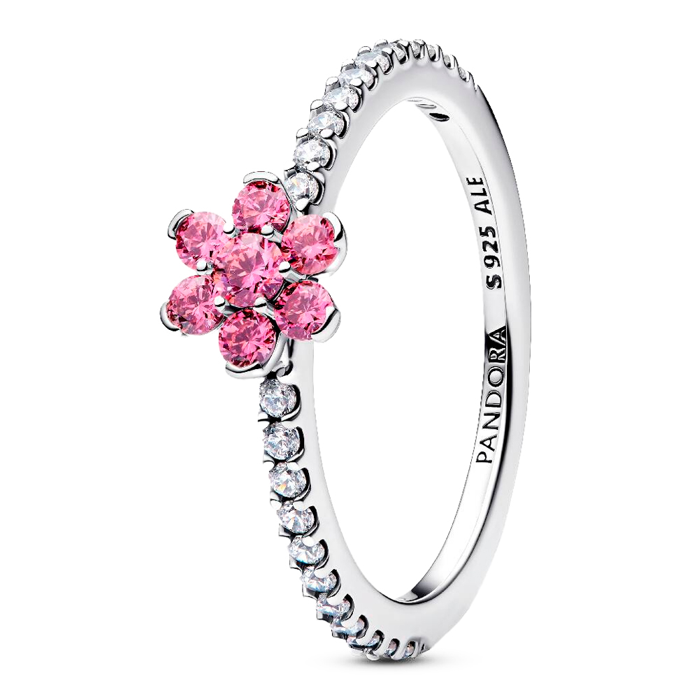 Pandora Pink Rings Sparkling Flower Ring 194499C 02