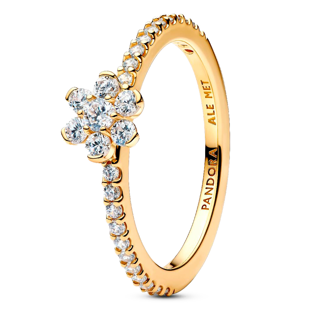 Pandora Gold/Light Rings Sparkling Flower Ring 164499C01