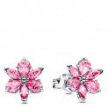 Pendientes de bot&oacute;n Herbario Flor Rosa Brillante 292633C02