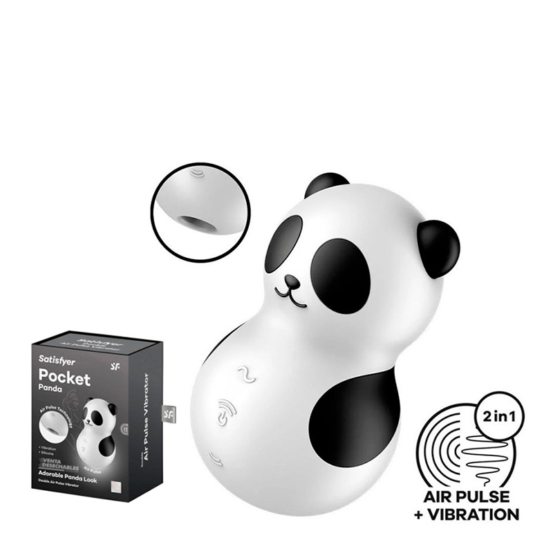Satisfyer Pocket Panda Estimulador & Vibrador Blanco Y Negro