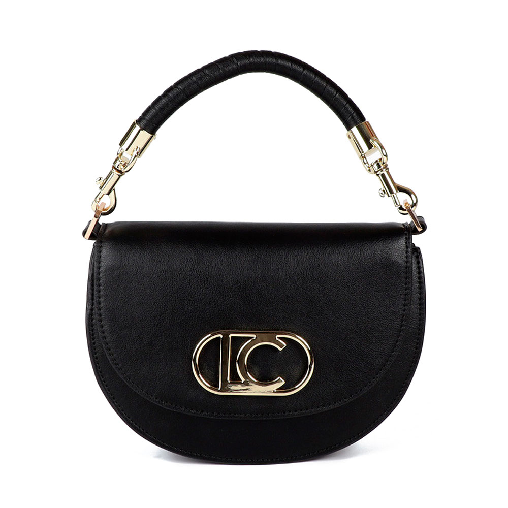 Lola Casademunt Women's Black/Gold Bags, Toiletry Bags And Suitcases For Half-Moon Shoulder Bag With Flap
