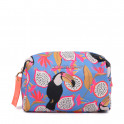 Borsa da toilette in nylon stampato multicolore