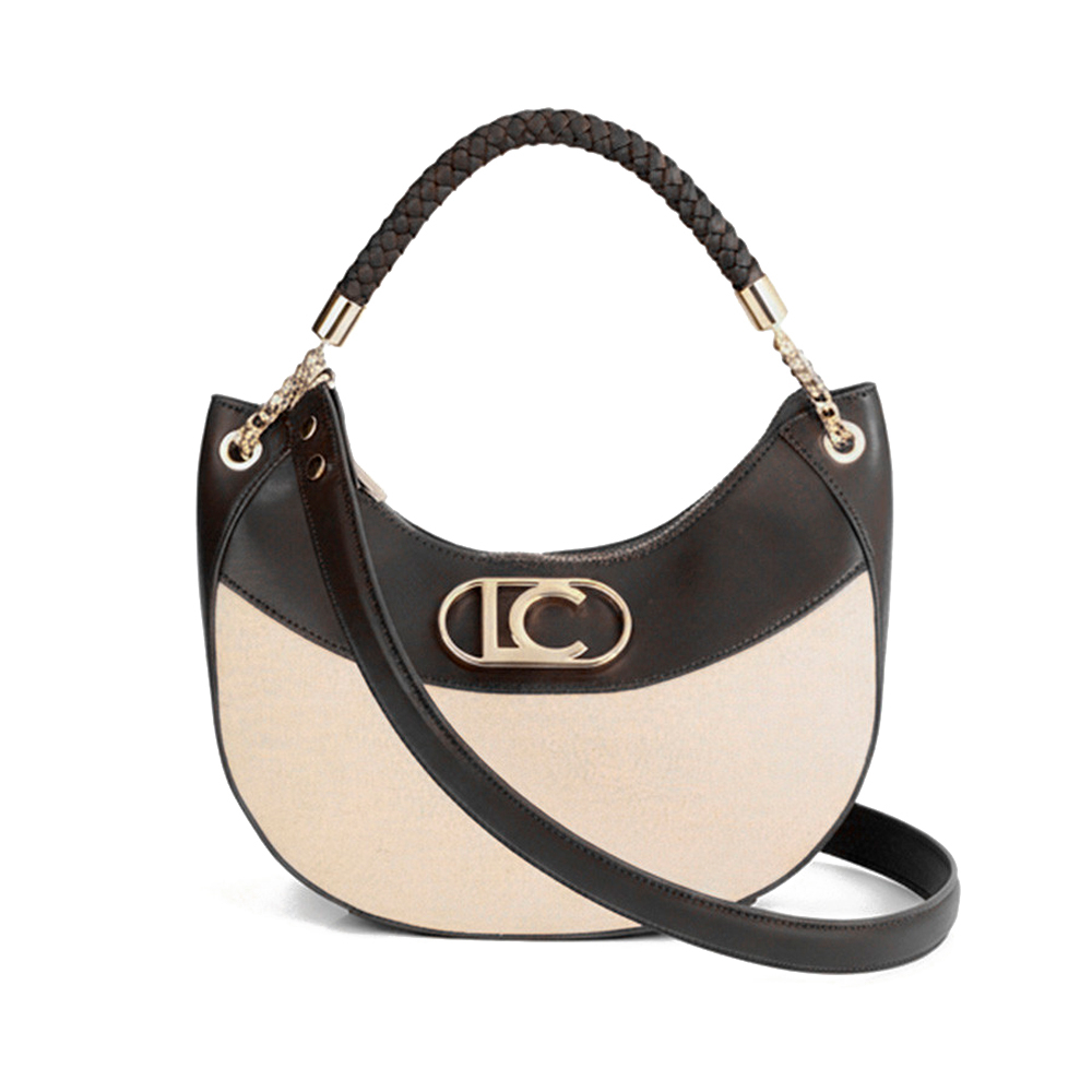 Lola Casademunt Women's Gold Bags, Toiletry Bags And Suitcases For Two-Tone Leather And Canvas Effect Hobo Bag
