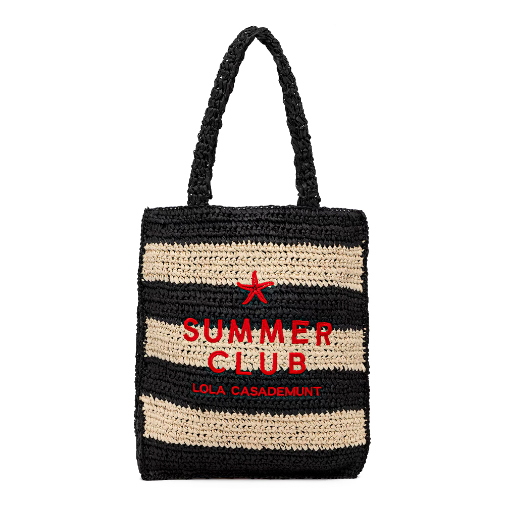 Lola Casademunt Women's Light Bags, Toiletry Bags And Suitcases For Striped Raffia-Effect Bag