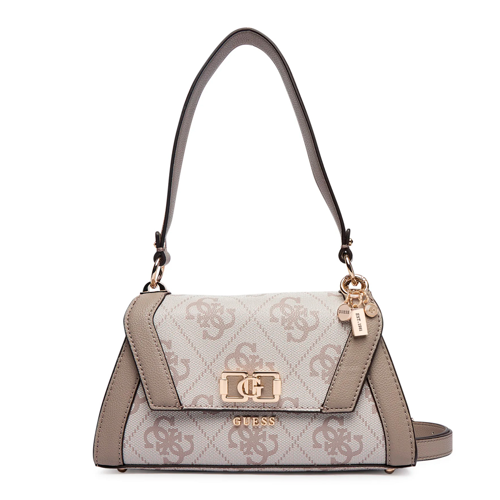 Guess Women's White Bags, Toiletry Bags And Suitcases For Karnilla Logo Flap Shoulder Bag