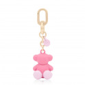 Porte-cl&eacute;s en m&eacute;tal rose, motif ours audacieux