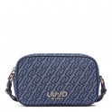 Bolsa transversal pequena em jeans com estampa jacquard.