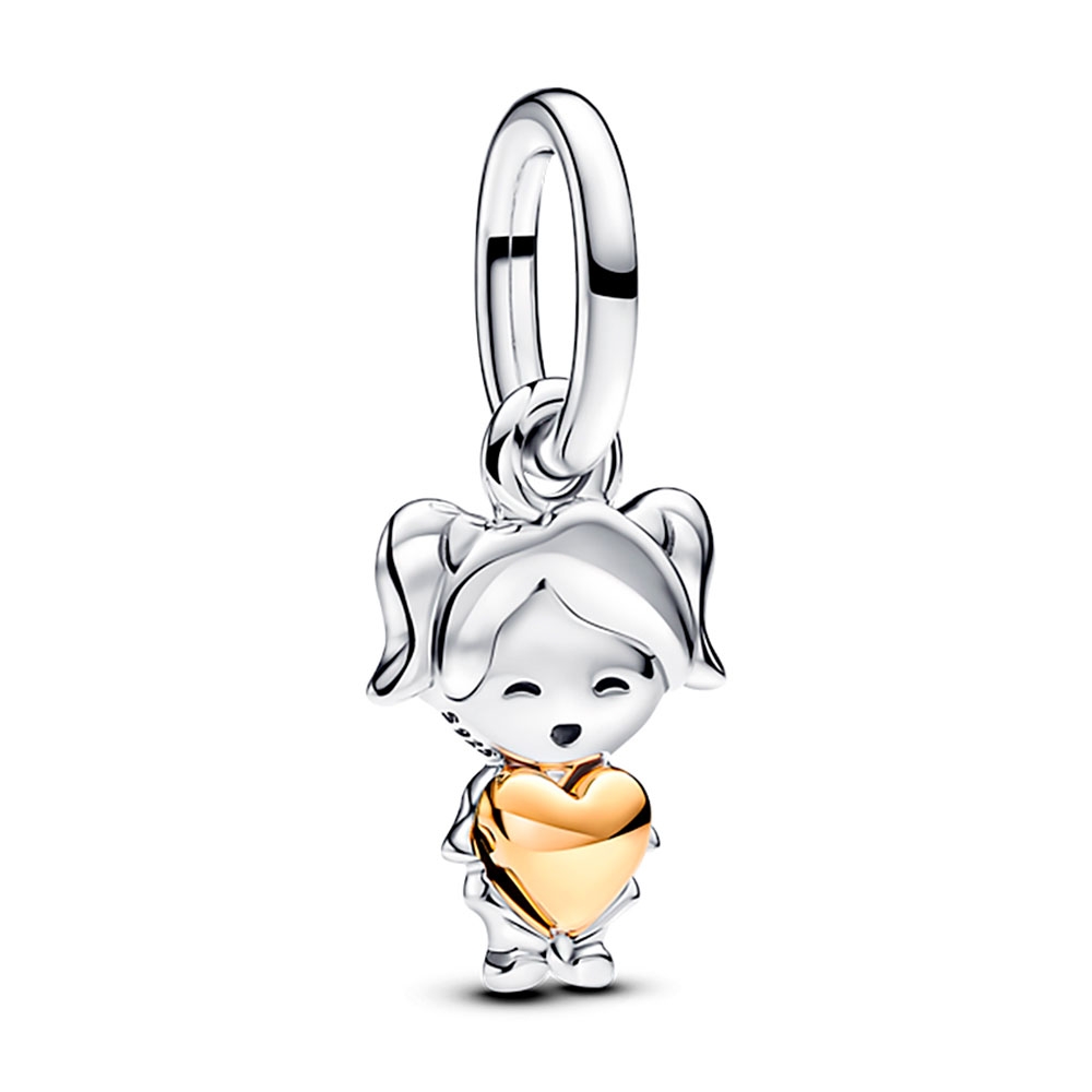 Pandora Women's Silver/Gold Charms Happy Girl Pendant Charm 763601C00