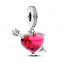 CHARM COLGANTE DE CRISTAL DE MURANO CORAZ&Oacute;N ROJO Y FLECHA 793085C01