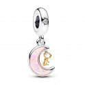 Charm pendentif lune et cl&eacute; en deux tons 762985C01