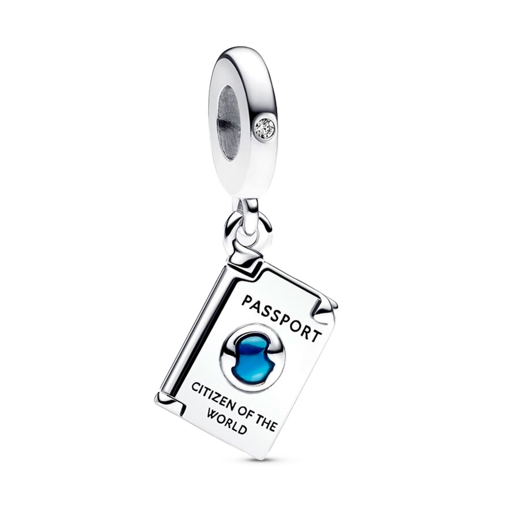 Pandora Silver/Blue Charms Passport Pendant Charm 792680C01