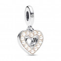 Charm Colgante Doble Coraz&oacute;n Blanco Anacarado 792649C01