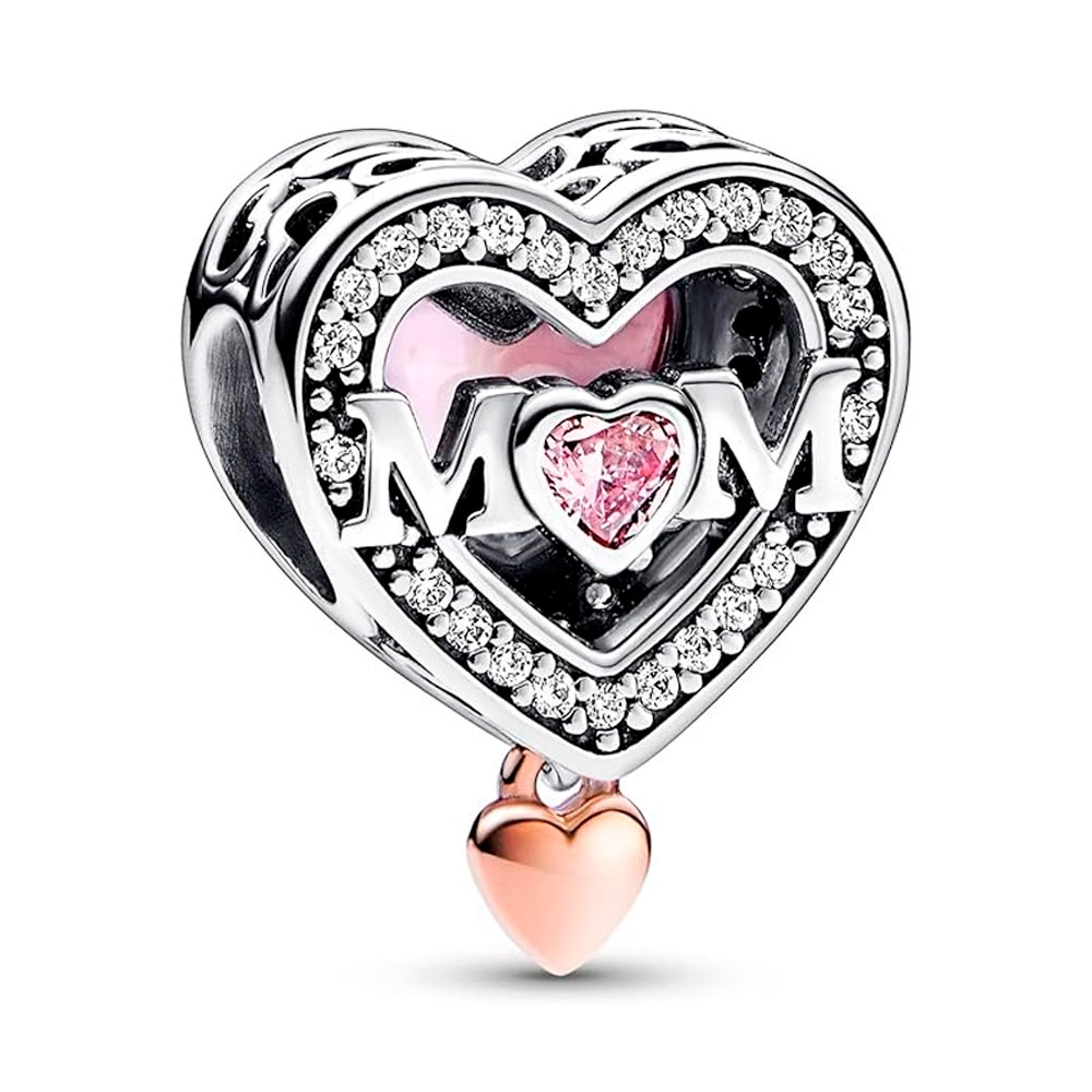 Pandora CHARM MAMÁ Y CORAZÓN EN FILIGRANA EN DOS TONOS 782653C01