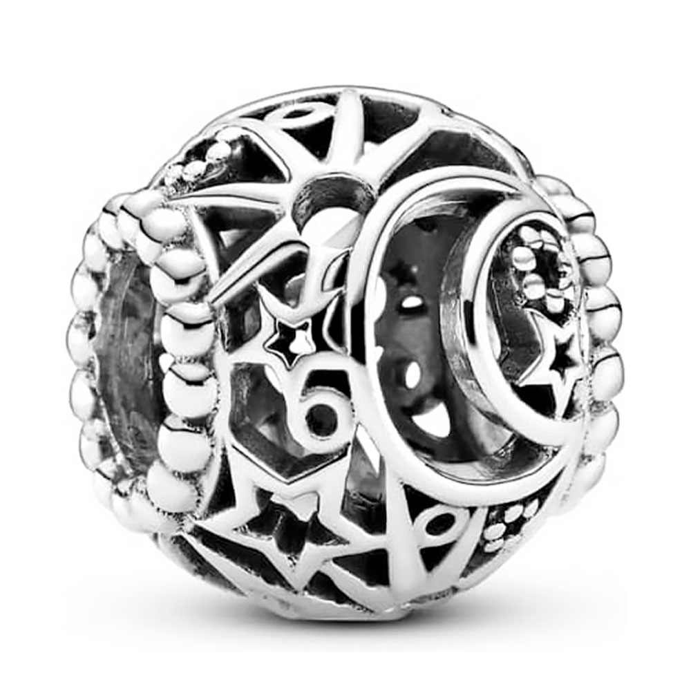 Pandora Silver Charms Filigree Sun, Stars And Moon Charm 799183C00