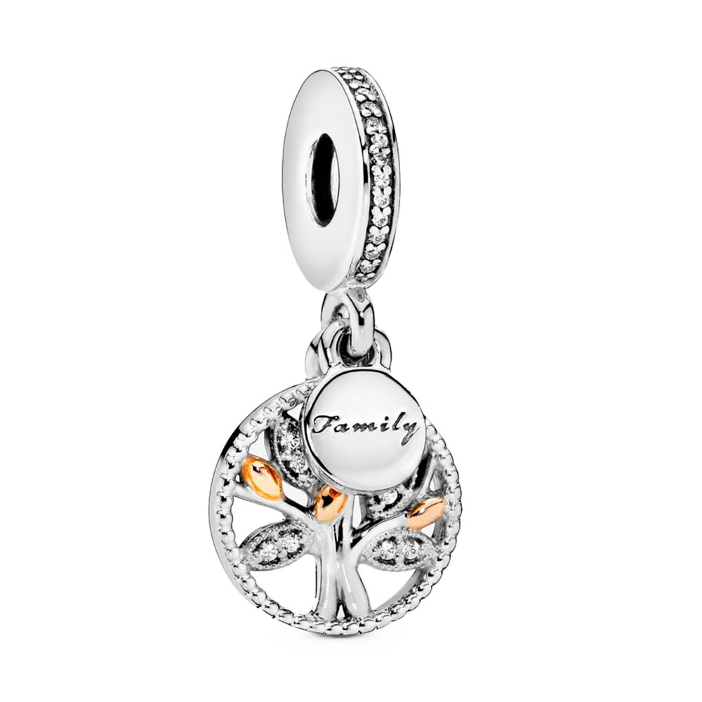 Pandora Silver/Gold Charms Family Tree Pendant Charm 791728Cz