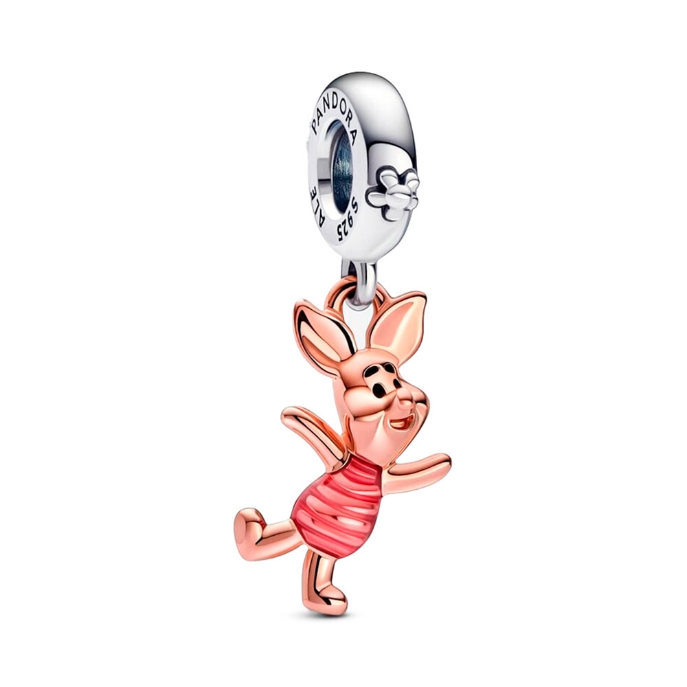 Pandora Silver/Gold/Pink Charms Disney Winnie The Pooh Piglet Pendant Charm 782208C01