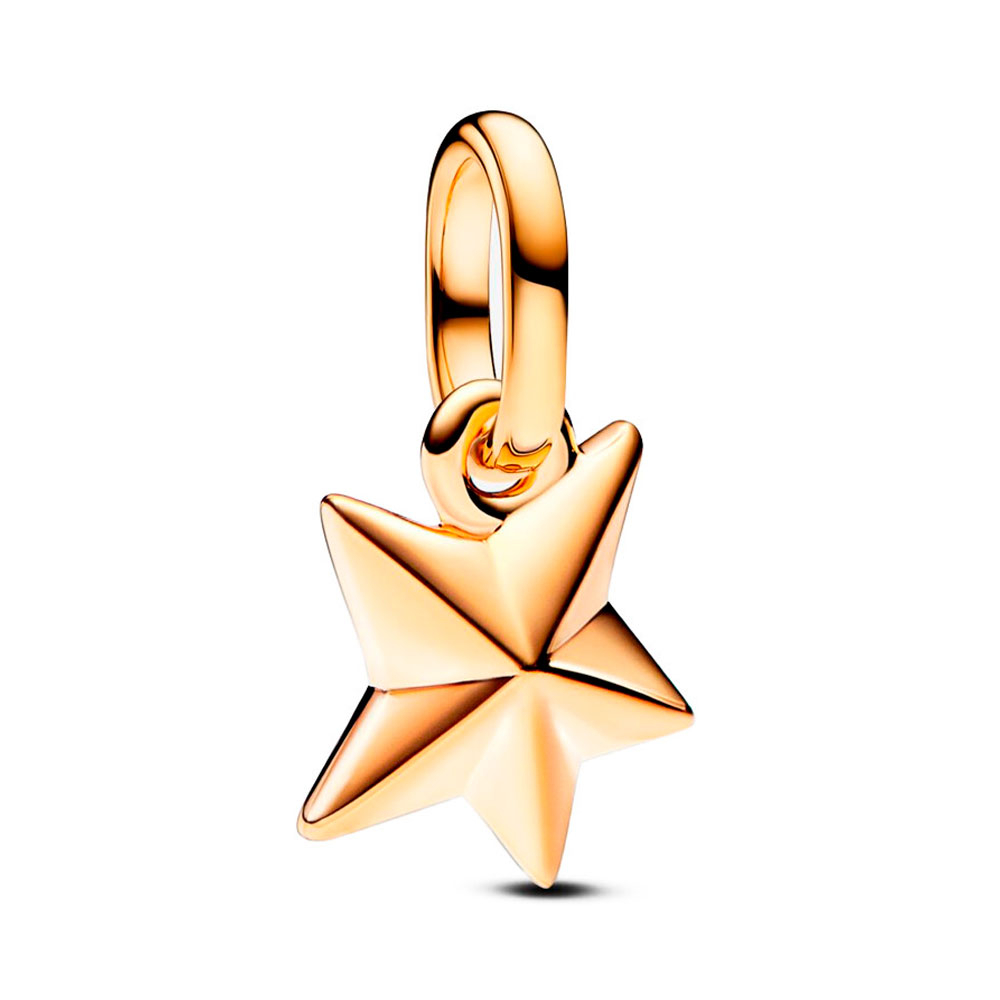 Pandora Gold/Black Charms Mini Charm Faceted Star Pendant 763628C01