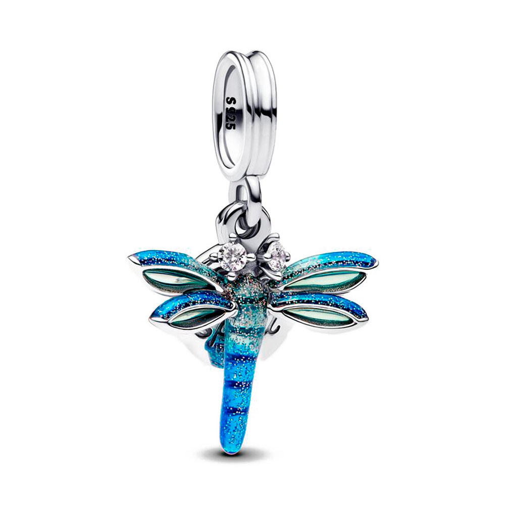 Pandora Silver/Blue Charms Double Dragonfly Pendant Charm 793745C01