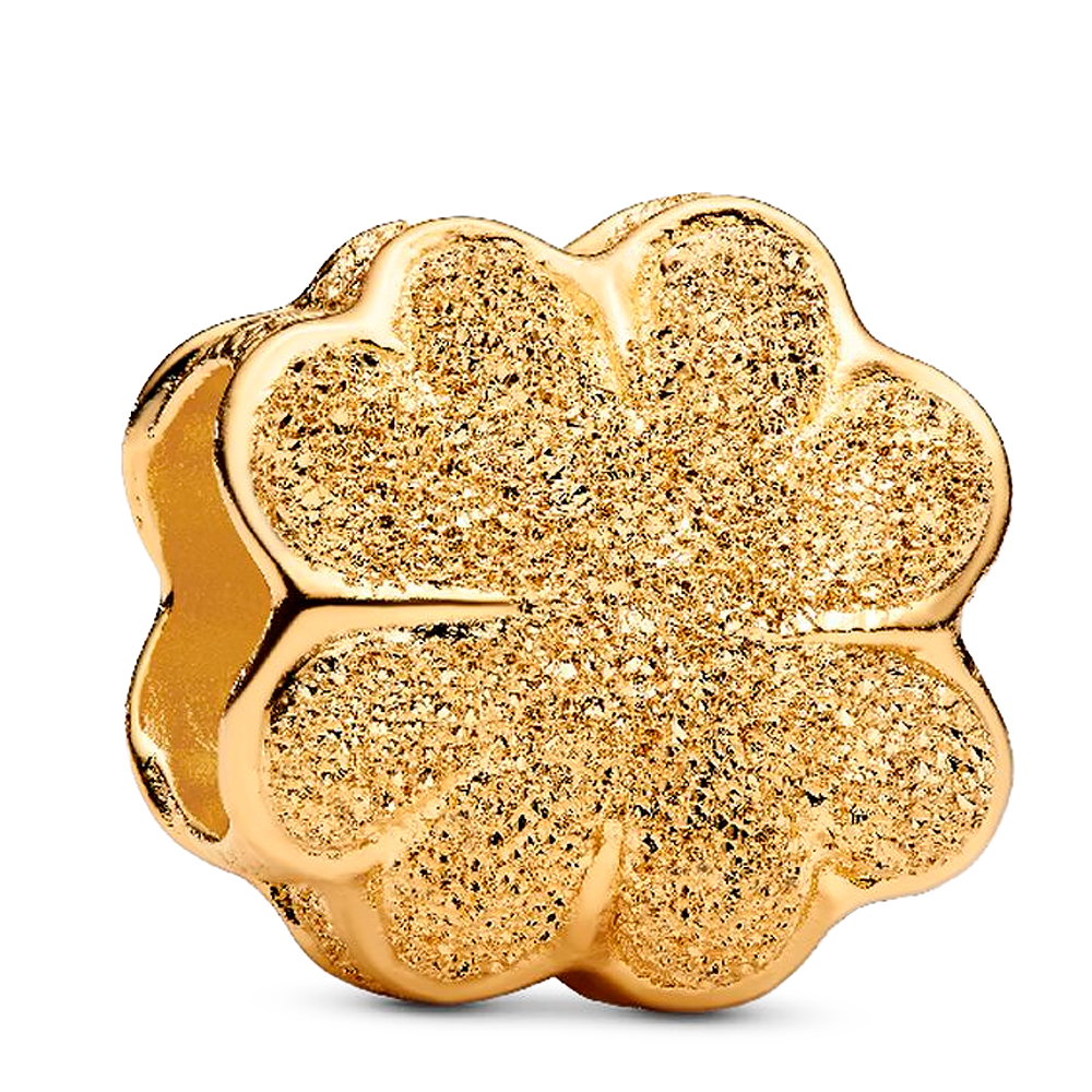 Pandora Gold Charms Mini Clover Texture Charm 14K Overlay 764047C00