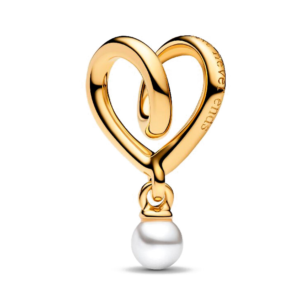 Pandora Gold/White Charms Wrapped Heart Charm 764138C01