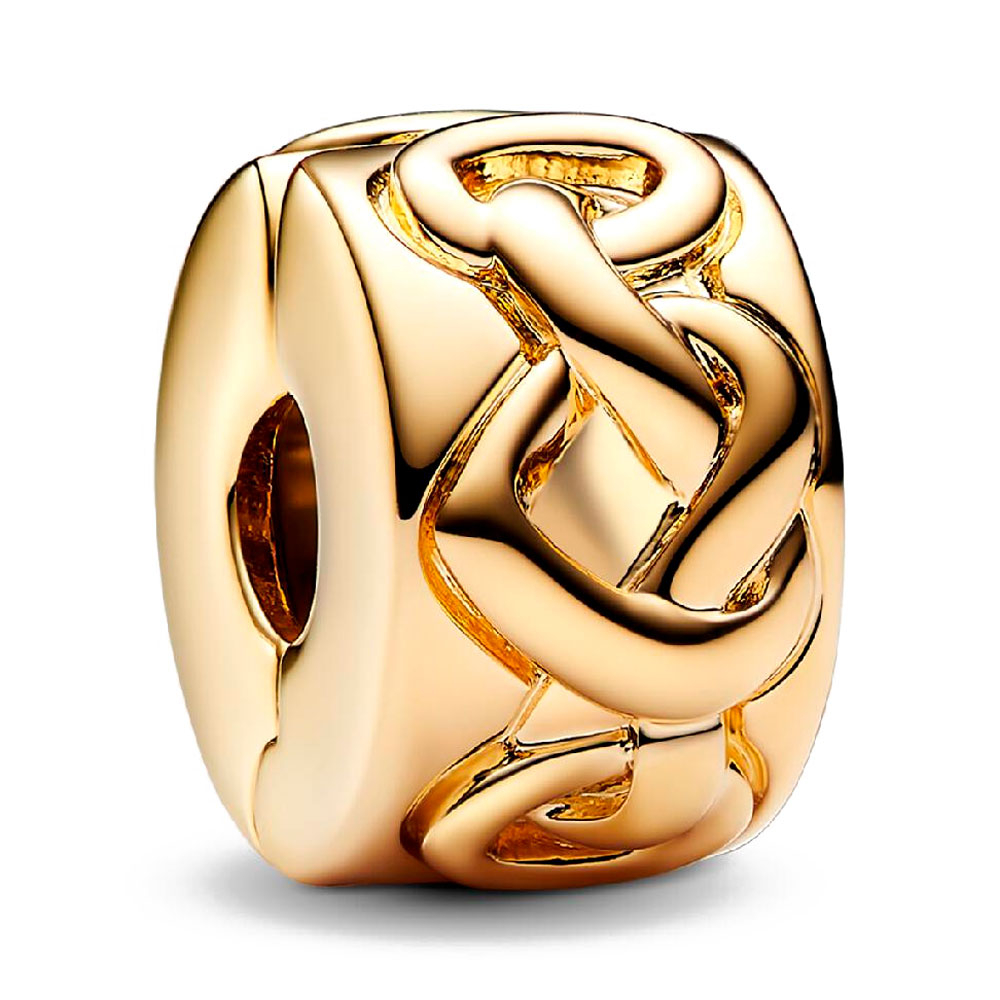 Pandora Gold/Golden Charms Knotted Hearts Clip Charm 768035C00