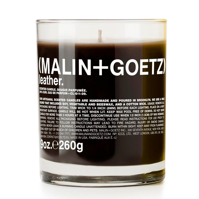 Malin+Goetz Green Home Leather Candle Scented Candle