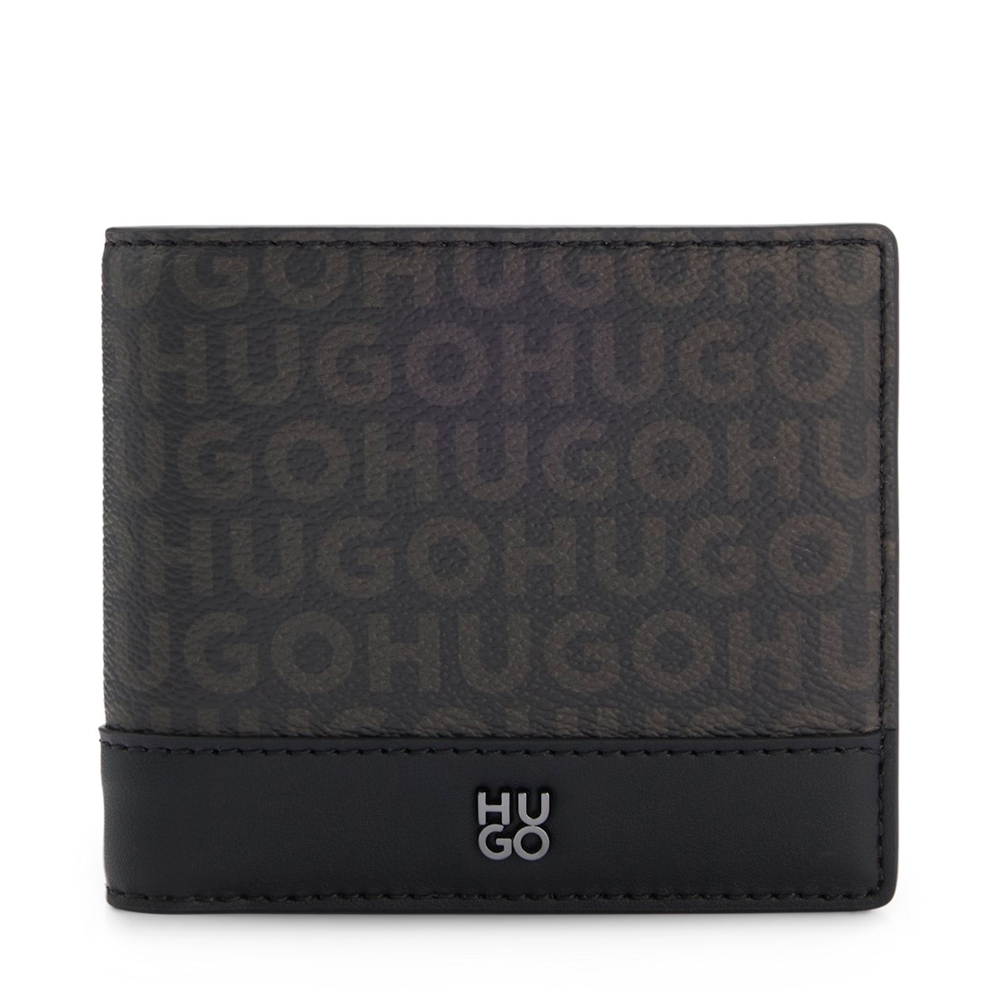 Hugo Boss Eyewear Men's Wallets And Purses For Wallet With Monogram Print And Stacked Metallic Logo