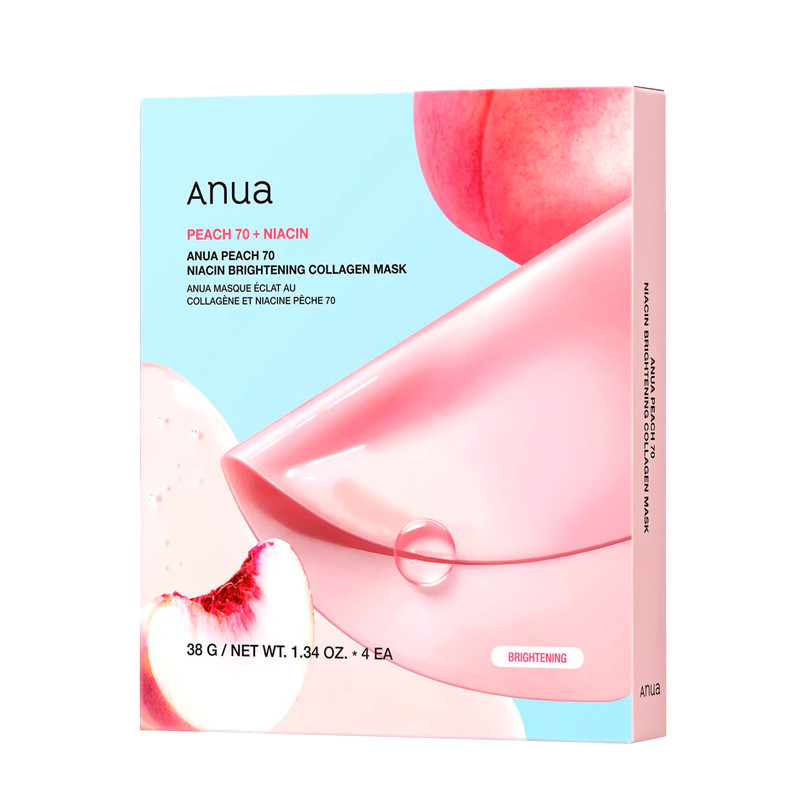 Anua Women's Peach Face Skin Care 70 Niacin Brightening Collagen Mask Illuminating And Moisturizing Face Mask
