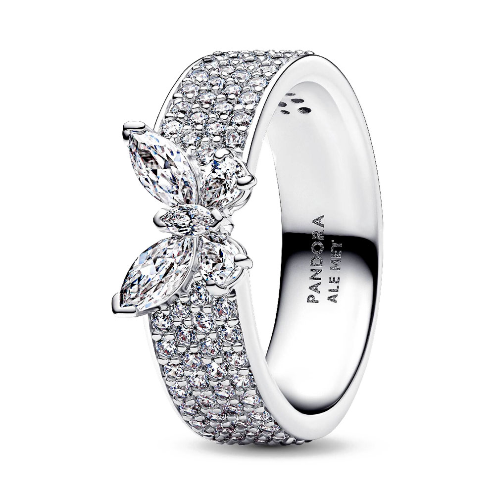 Pandora Silver Rings Wide Ring Butterfly Sparkling 194270C01